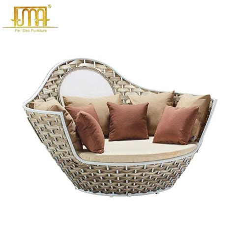 Rattan Round Daybed With Canopy Sectional Set - Feidao