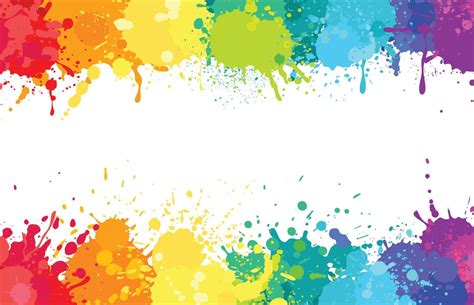 Colorful paint splatter background, painted rainbow splashes. Colored watercolor splash ...