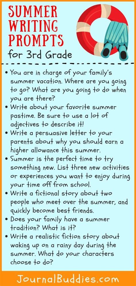 Summer Writing Prompts for 3rd Grade | Summer writing prompts, Summer writing, Writing prompts ...
