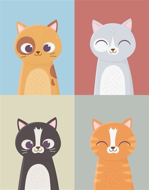 Four cats card 1236826 Vector Art at Vecteezy