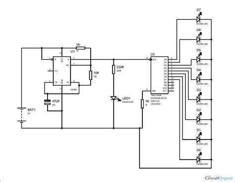 Binary Counter Circuit Diagram using IC 555 Timer