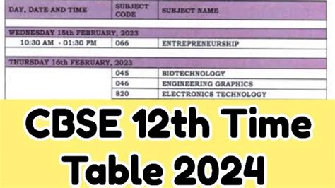 CBSE Date Sheet 2024 Class 12 PDF (Released) @cbse.nic.in; Download CBSE 12th Exam Time Table