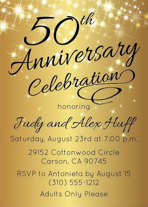 50th Anniversary Invitation Golden Invite Instant Download | Etsy ...