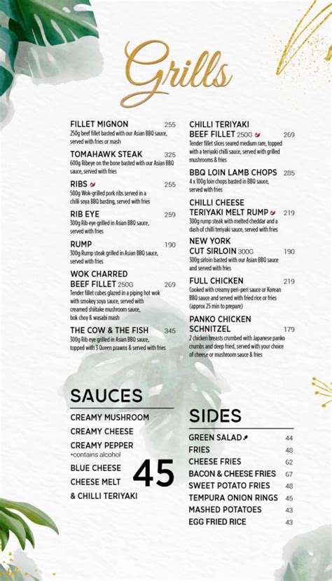 Cowfish Menu With Updated Prices in South Africa 2024 – menu za