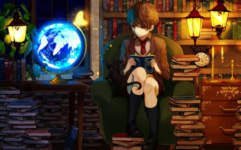 boy anime character reading book #library anime boys #anime #720P #wallpaper #hdwallpaper # ...