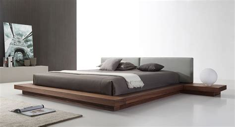 Modrest Opal Modern Walnut & Grey Platform Bed