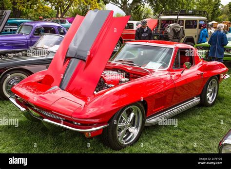 A restored and modified 1967 Chevrolet Corvette Stingray coupe in the Moab April Action Car Show ...