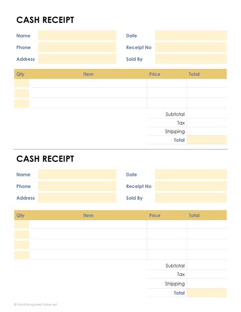 21 Free Cash Receipt Templates (Word, Excel and PDF)