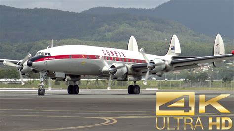 The last flying Lockheed Super Constellation: engine start, flaming ...