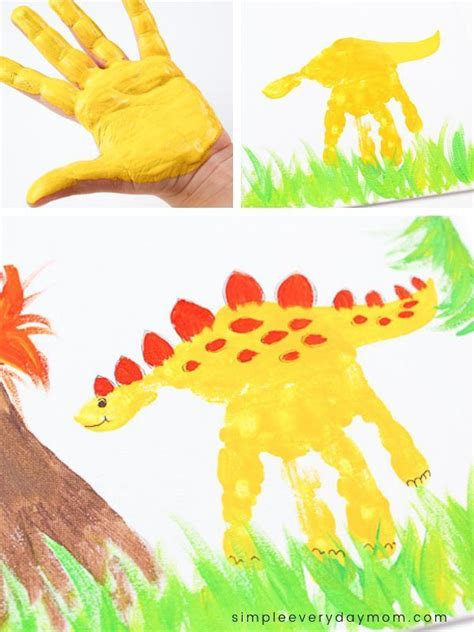 Dinosaur Handprint Art | Preschool art projects, Preschool art ...