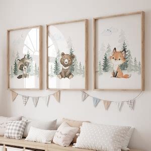 Nursery Decor Woodland, Woodland Nursery Wall Art, Woodland Print Set, Animal Prints, Woodland ...