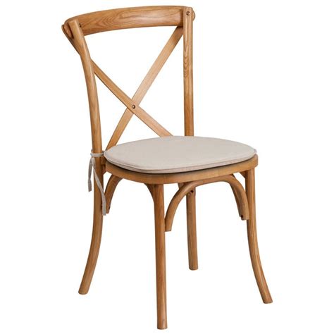 Stackable X Back Wood Restaurant Chair with Cushioned Seat