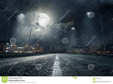 Road in city at night .. stock photo. Image of landmark - 67066360