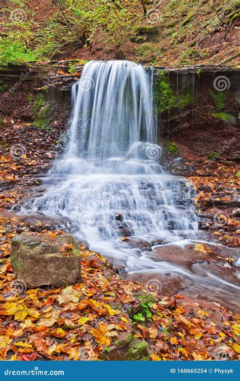 Beautiful Waterfall on a Mountain Stream in the Woods Stock Photo ...