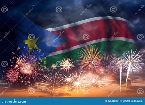 Fireworks and Flag of South Sudan Stock Image - Image of africa ...