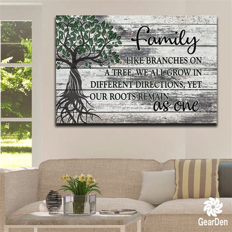 Canvas Wall Art "Family Tree - Remain As One" Inspirational Quote - GearDen