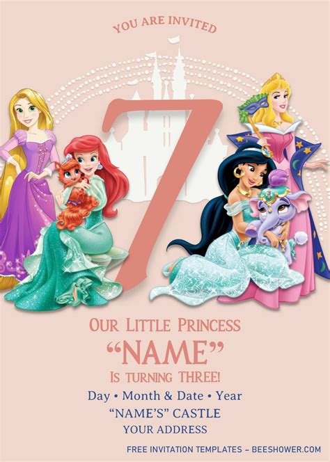 Disney Princess Birthday Invitation Templates - Editable With MS Word ...