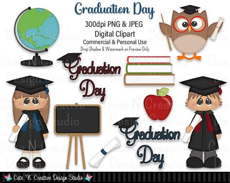 Graduation Day Digital Clip Art Set Graphics Kristi W Designs Personal ...