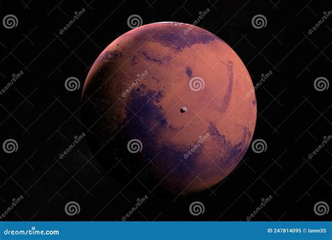 Satellite Phobos Orbiting Around Mars Planet in the Outer Space. 3d ...