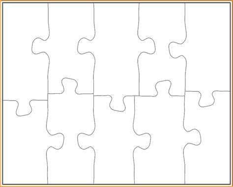 8 Puzzle Pieces Template Download - Line Art (4000x3219), Png Download