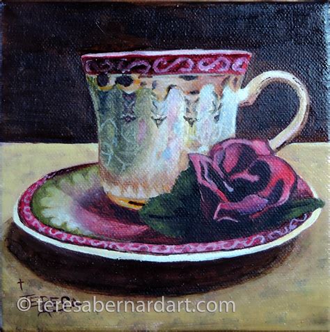 Great-Grandma's Fine China Teacup - Teresa Bernard Oil Paintings