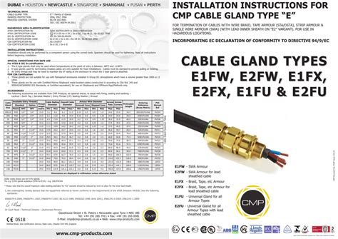 CMP E2FW Cable Glands - Installation Instruction | Manualzz