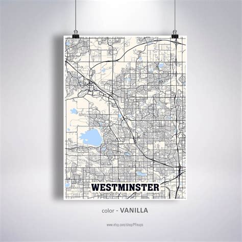 Westminster Map Print Westminster City Map Colorado CO USA | Etsy