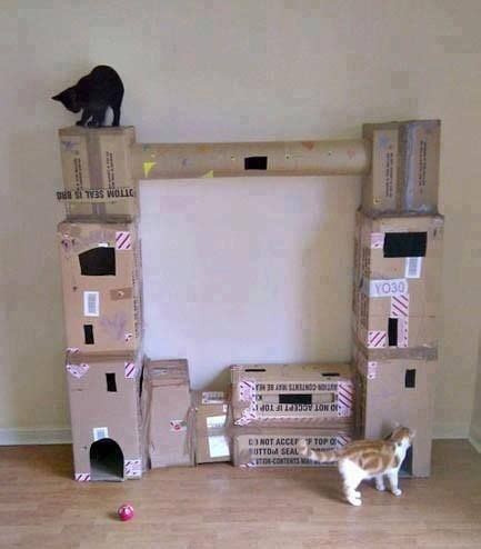 DIY kitty condo made from cardboard boxes; you could cover the boxes ...