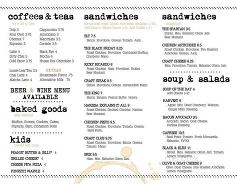 Menu of Craft Coffee House in Pendleton, NY 14094