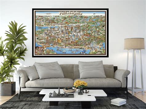 Old Map of Philadelphia, Pictorial Map Poster, Vintage Map Poster ...