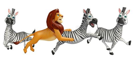 Lion hunting Zebra stock illustration. Illustration of toon - 70067374