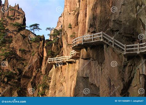 Stone Steep Steps . Trekking Walking Hiking Huangshan Mountain Stock Image - Image of path ...