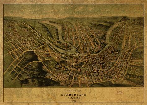 Cumberland Maryland Vintage City Street Map 1906 Mixed Media by Design ...