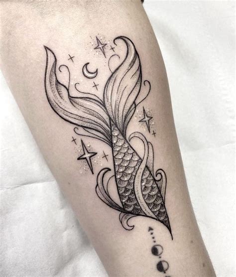 Mermaid Outline Tattoo