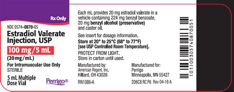 Order Estradiol Valerate (Estradiol Valerate) 20 mg/mL INJECTION ...