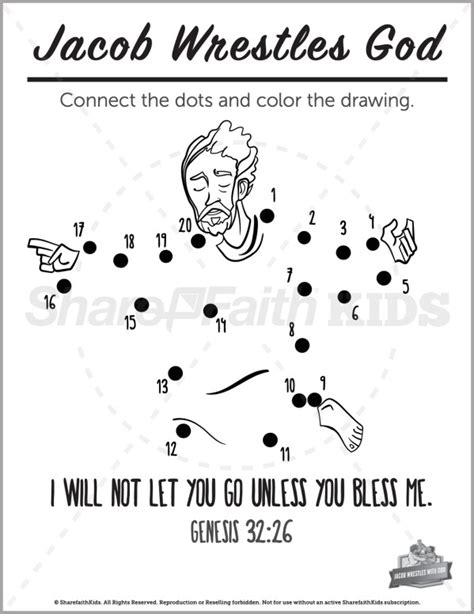 Genesis 32 Jacob Wrestles with God Preschool Dot to Dot | Bible study for kids, Bible for kids ...