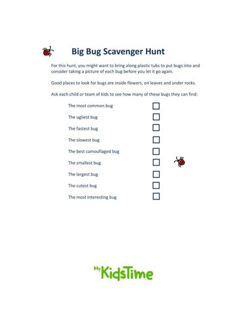 Free Download: Big Bug Scavenger Hunt for Kids