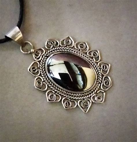 Morocco Berber Pendant in Sterling Silver 925 and a Beautiful Natural Hematite Stone, Moroccan ...