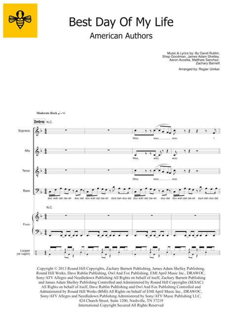 Best Day Of My Life (arr. Rogier Ijmker) Sheet Music | American Authors | SATB Choir