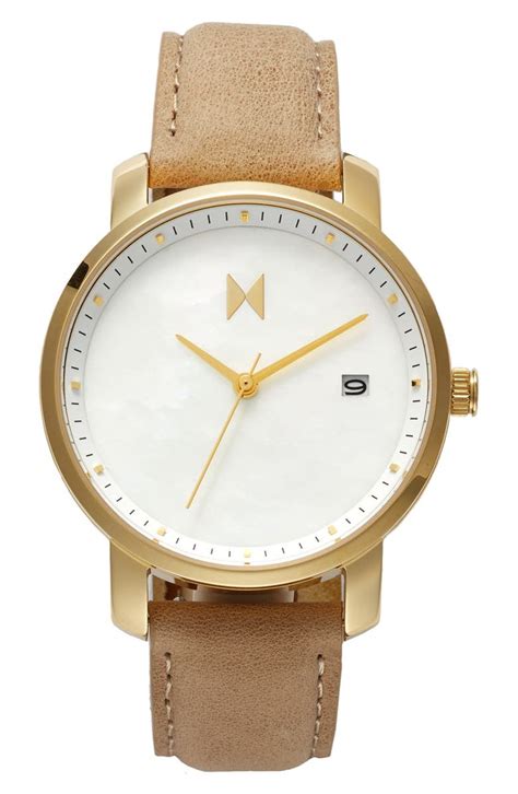 MVMT Leather Strap Watch, 38mm | Nordstrom