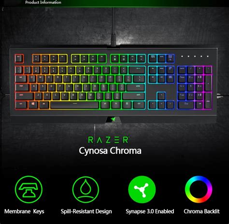 Razer Cynosa Chroma Rgb Backlit Membrane Gaming Keyboard Multi-color ...