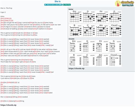 Chord: She Is - The Fray - tab, song lyric, sheet, guitar, ukulele | chords.vip