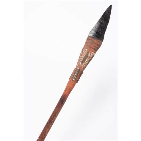 Obsidian-tipped Admiralty Islands spear with shell and pigment accents ...