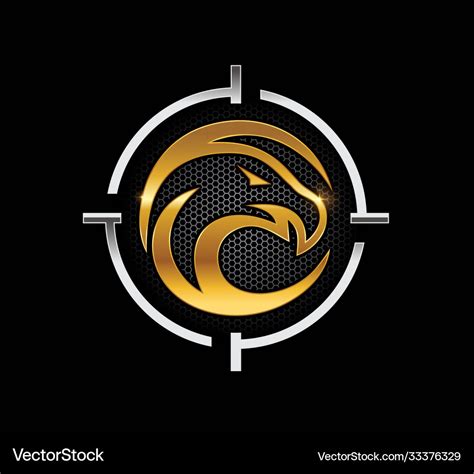 Golden eagle head for gun tactical logo Royalty Free Vector