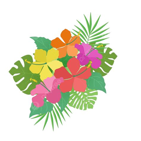 Background With Tropical Flowers Hawaii Drawing Wallpaper Vector ...