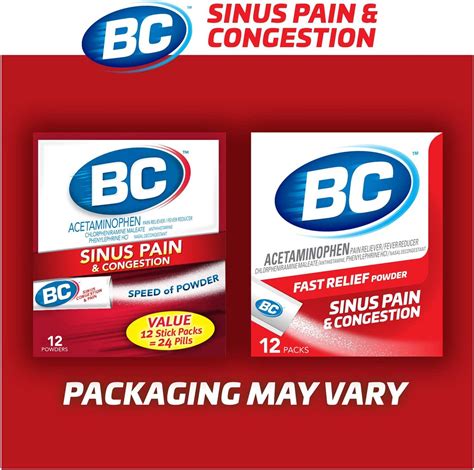 BC Powder Sinus Pain Congestion Relief, Dissolve Packs, 12, 58% OFF