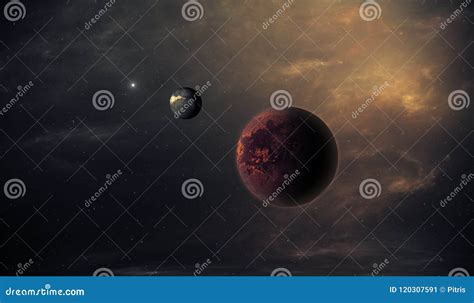 Exoplanets Or Extrasolar Planet With Stars On The Background Of Nebula Stock Illustration ...