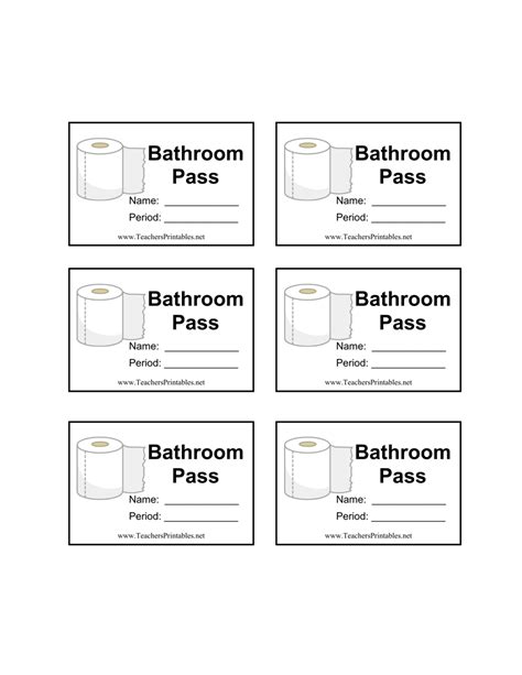 Bathroom Pass Template Download Printable PDF | Templateroller