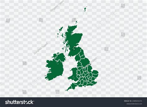 Uk Counties Map Green Color On Stock Vector (Royalty Free) 2185031371 ...