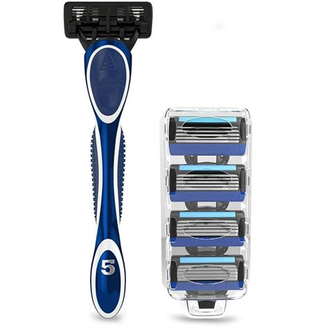 5 Blade Razors for Men with Dual Lubrication and Precision Trimmer Men's Shaving Razor with 4 ...